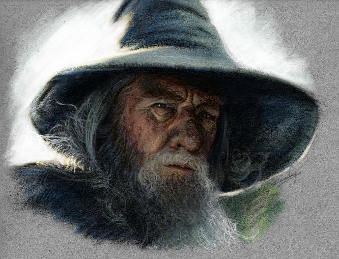 Gandalf (fusains et Photoshop)